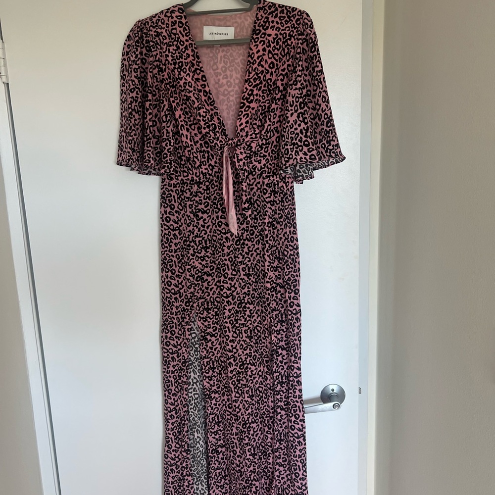 Pink Leopard Print Maxi Dress